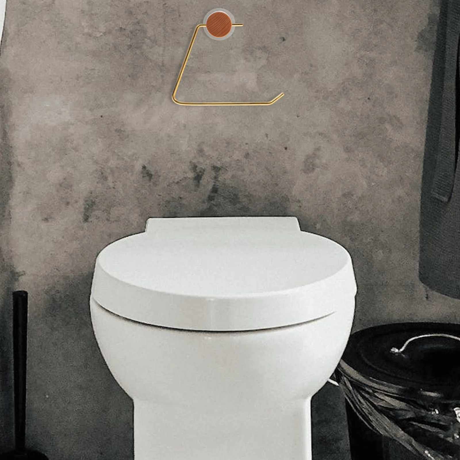 

Wall Mounted Paper Roll Holder Wood and Brass Material Vintage Style Toilet Paper Rack for Kitchen Bathroom Decoration Use