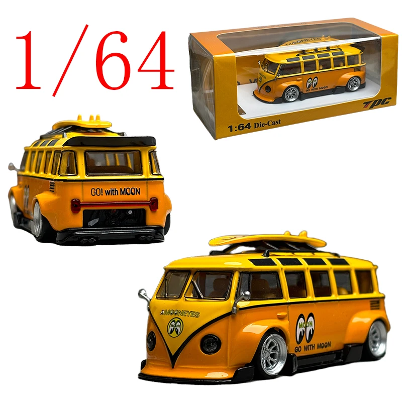 

TPC литой под давлением масштаб 1/64 Volkswagen, модель автомобиля из сплава Volkswagen T1 Kombi Mooneyes, игровые транспортные средства, игрушки для мальчиков, подарок, оригинальная коробка