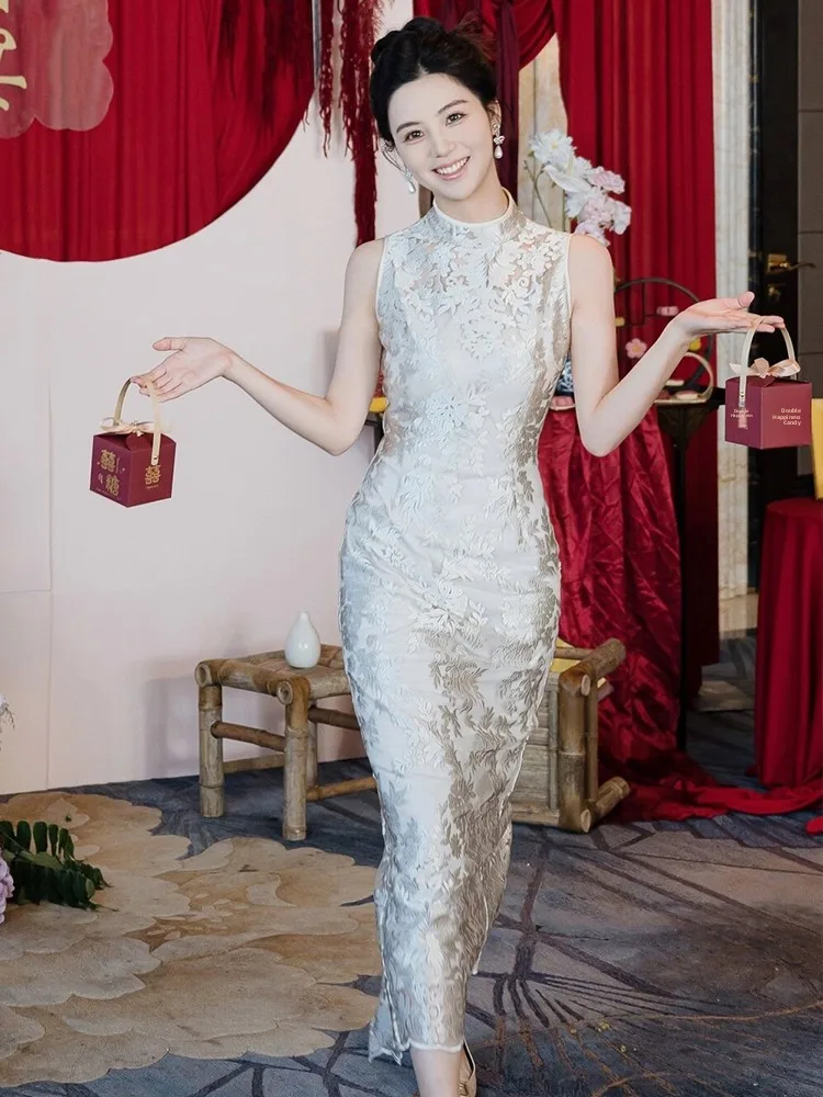 

New Chinese Sle Wedding Dr Luxury Sensation Bride Gown Evening Par Qipao Cus Made Ceremony Skirt