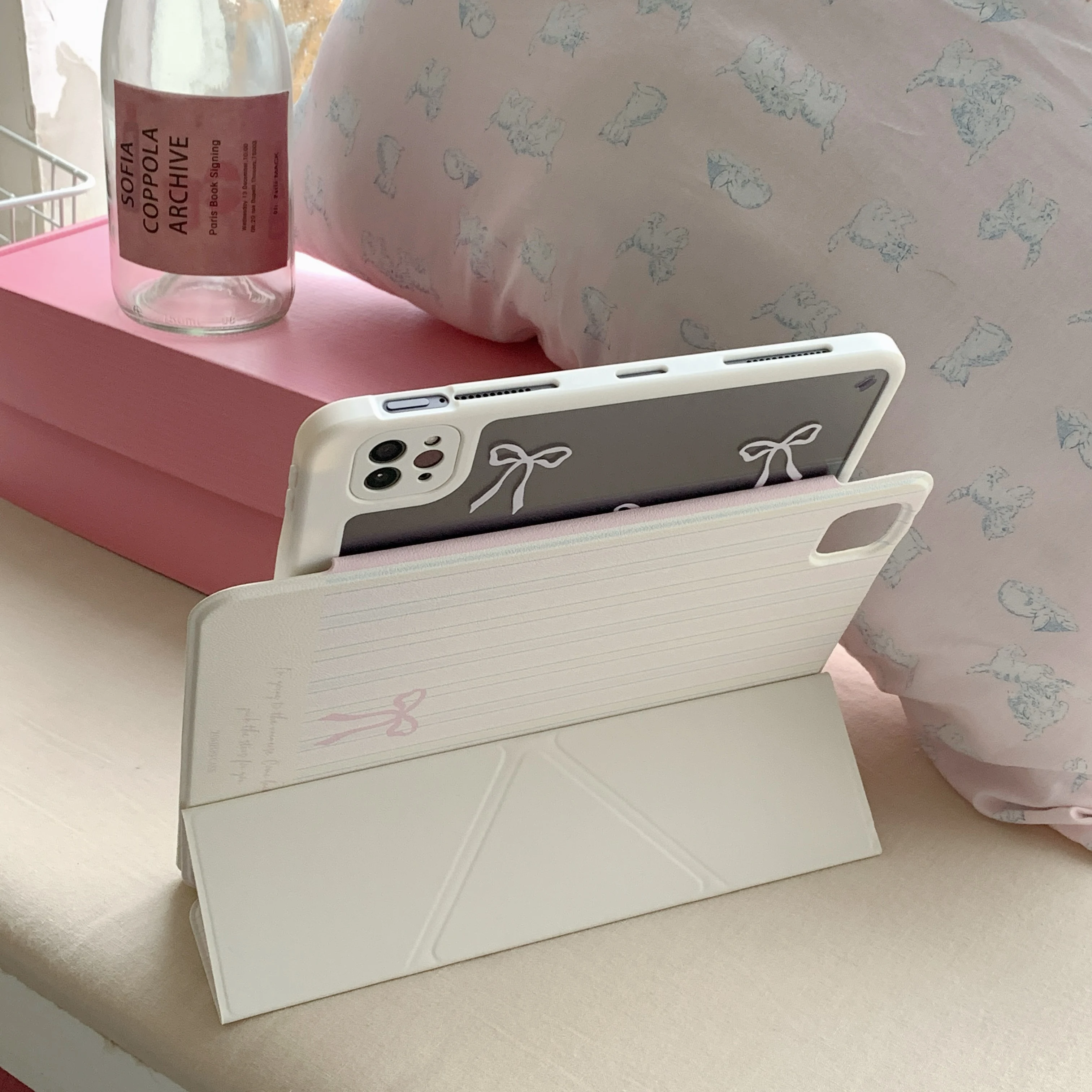 Ins Pink Bow With Pencil Holder For iPad 10.2 iPad Air 5 4th Generation 10.9 2022 10th iPad 9.7 5 6th 2018 2021 2024 Pro11 Case