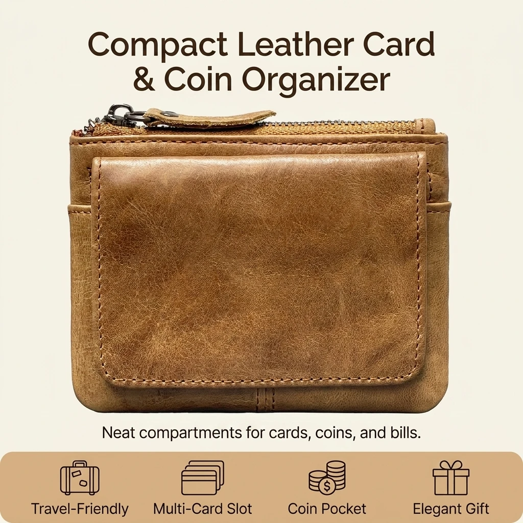 Leather Coin Purse Mini Card Holder Multifunctional Short Wallet Organizer For Daily Use