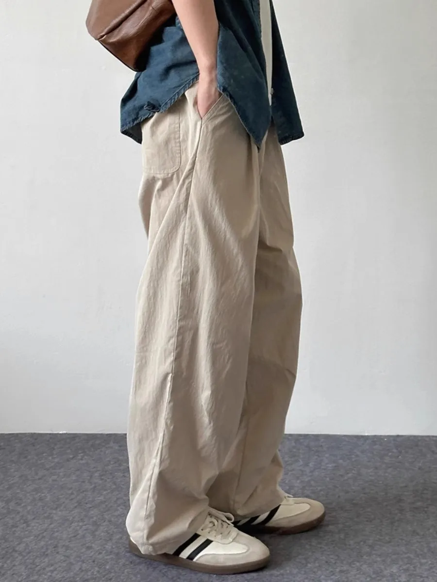 Pantaloni casual in seta di ghiaccio vestibilità ampia estate sottile uomo donna pantaloni casual a gamba lunga dritta con colore strutturato