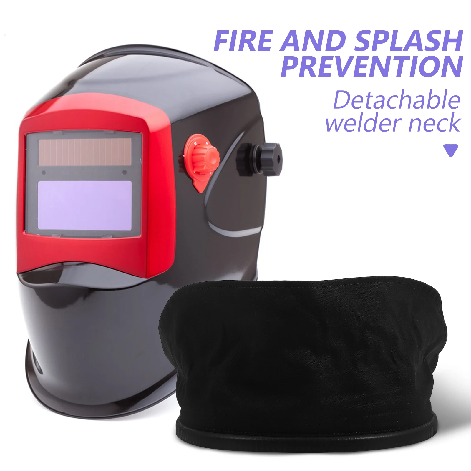 Welding Neck Protection Hood Detachable PU Wrap Around Bib Adjustable Neck Cover Extended Front Side Safety Shield