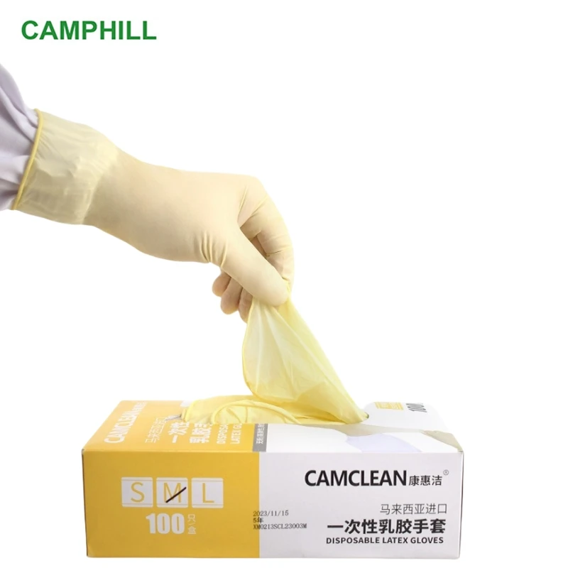 Food Grade 9-Inch Palm Pitted Surface Disposable Latex Gloves Electronic Factory, Food Workshop High Puncture Resistance Gloves