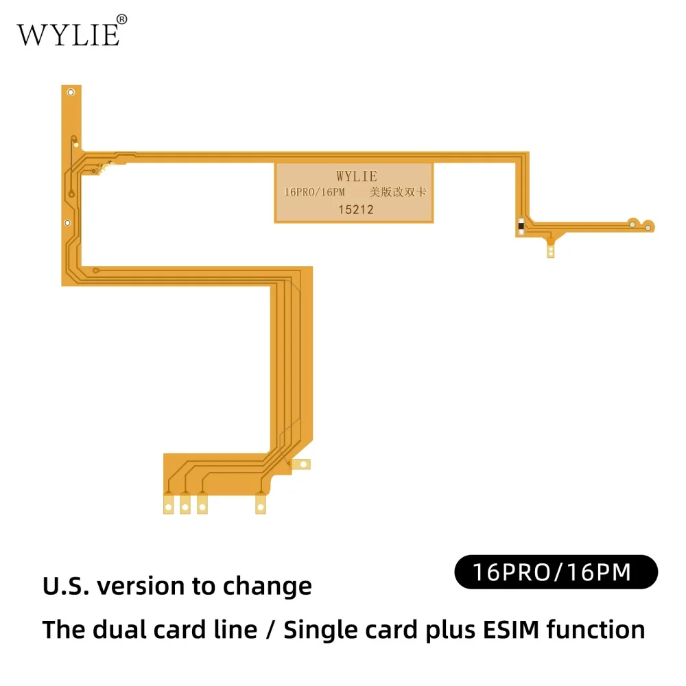 WYLIE New 16 Pro Max Dual Card to Dual Single Card Cable for iPhone 16 15 14 Esim to Dual SIM No Need Separate No Damage Flex