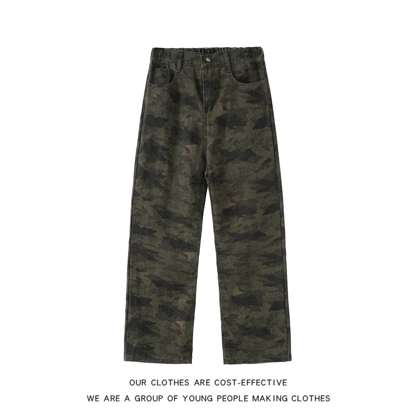 

Camouflage Workwear Jeans Men's Street Sle Retro Haome High Street Wide Leg Casual American Wa Straight Leg Long Pants