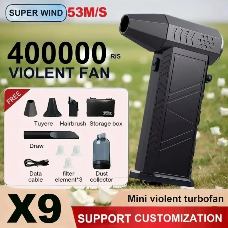 

400000RPM Air Blower New X9 Turbo Fan Upgrade Rechargeable Blower Brushless Turbo Jet Fan Portable Dust Blower Electric Dryer