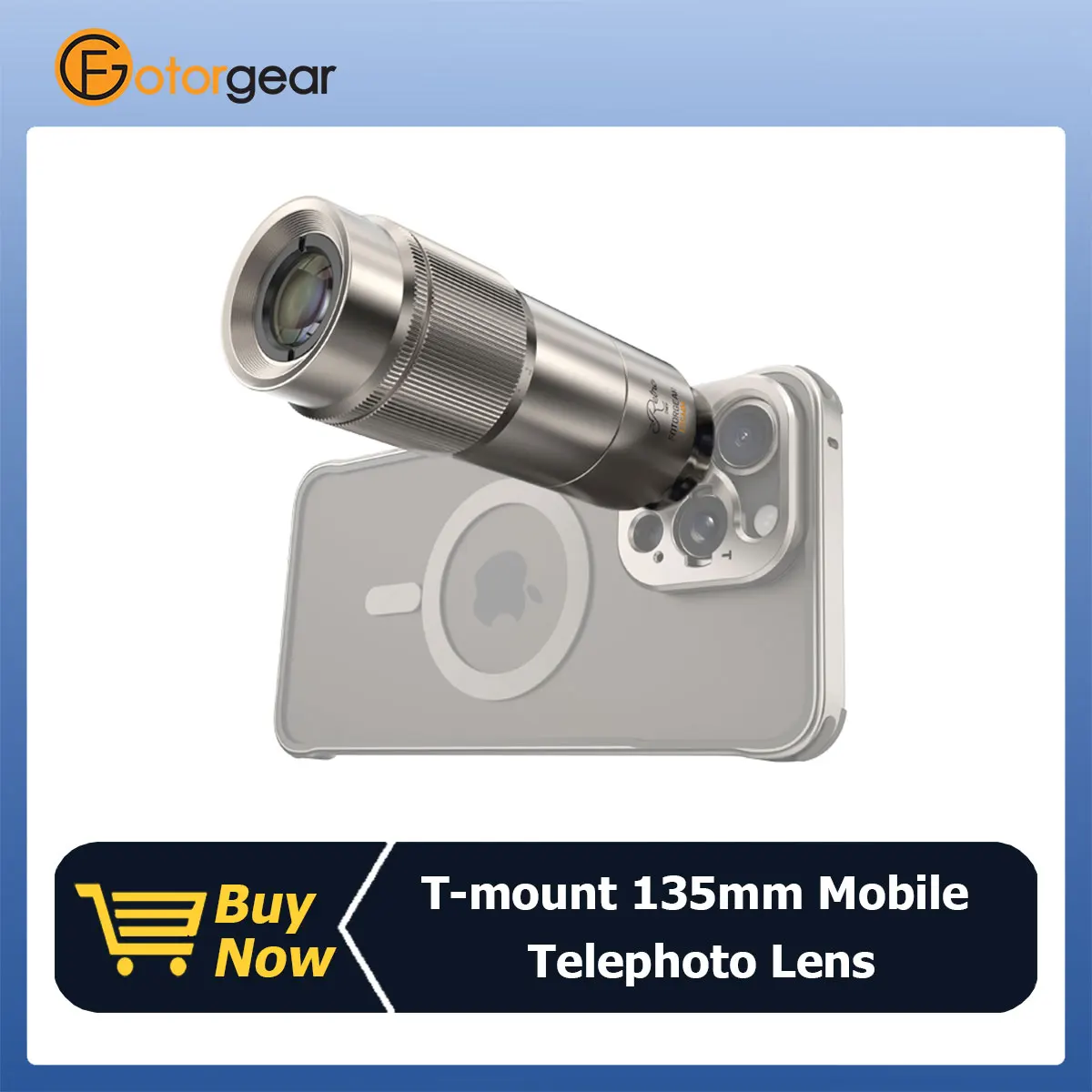 Fotorgear T-mount 135mm Telephoto Lens Retro Titanium Universal External Phone Lens for iPhone Macro Portrait Photography