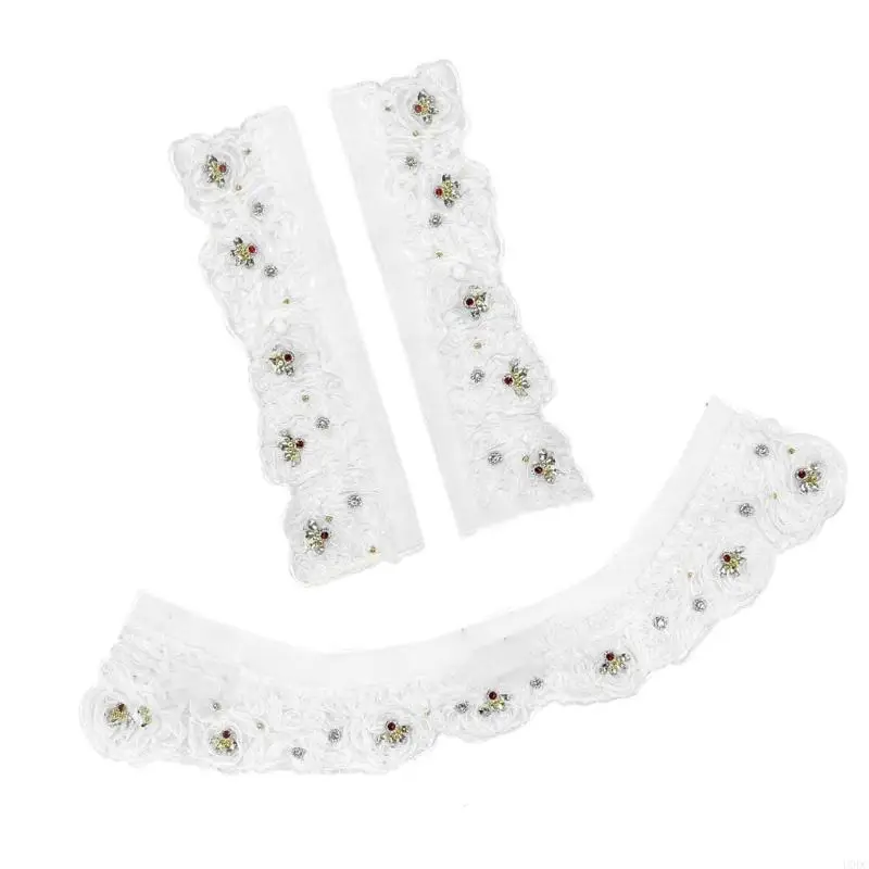 Multifunctional Rhinestones Decors Clothes Patches Lace Embroidery Collar Applique Y166