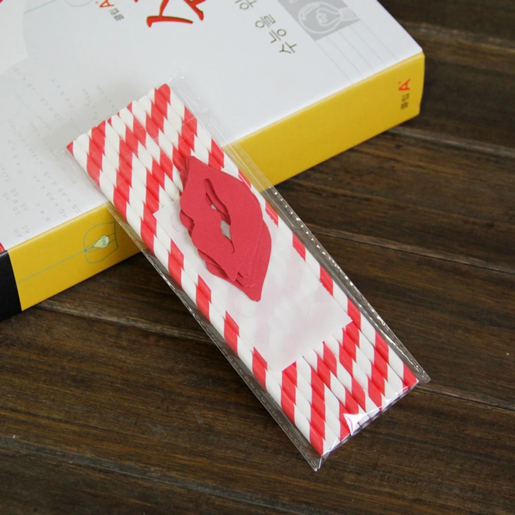 

10pcs Heart Shape Paper Cocktail Drinking Straws for Wedding Birthday Party Supplies Red Lip Straws Disposable Decorative