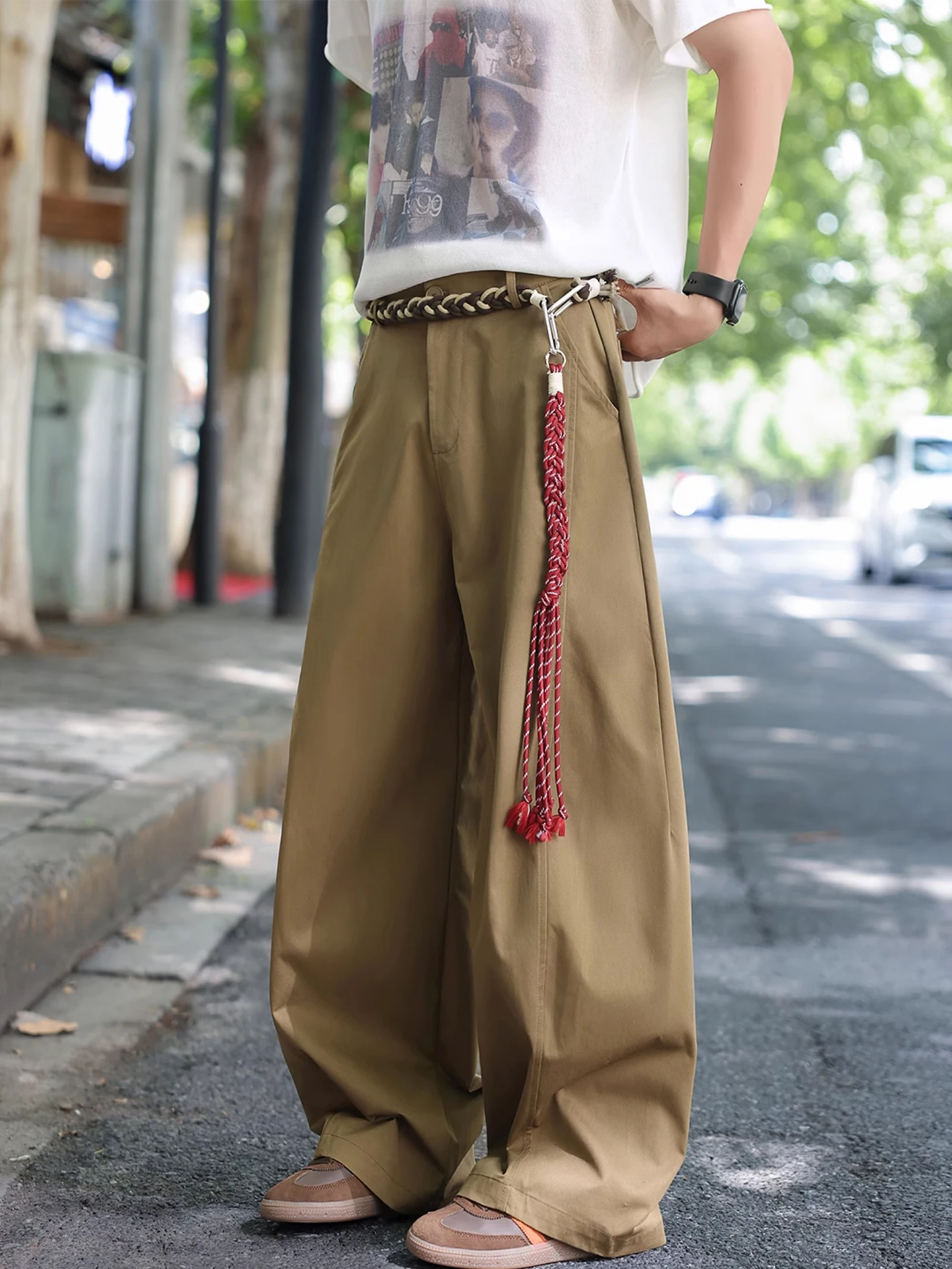 

American High-End Deconstructed Knife West Pants Men's Summer Trend Loose Wide Leg Workwear Straight Casual Pants