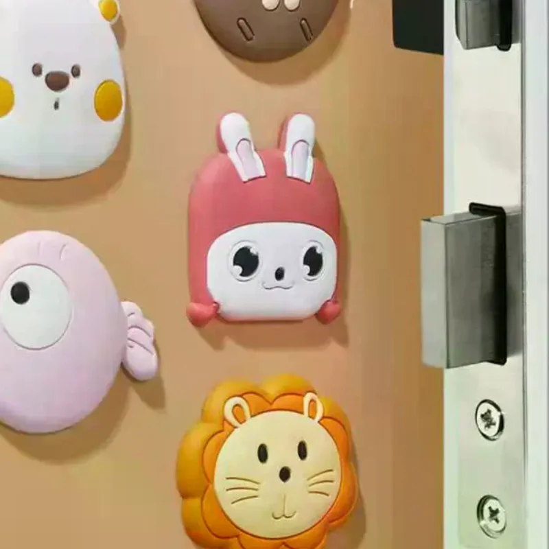 Cartoon Door Stopper Silicone Handle Bumpers Self-adhesive Wall Protector Mute Anti-Shock Stickers Wall Mat For Home Improvement