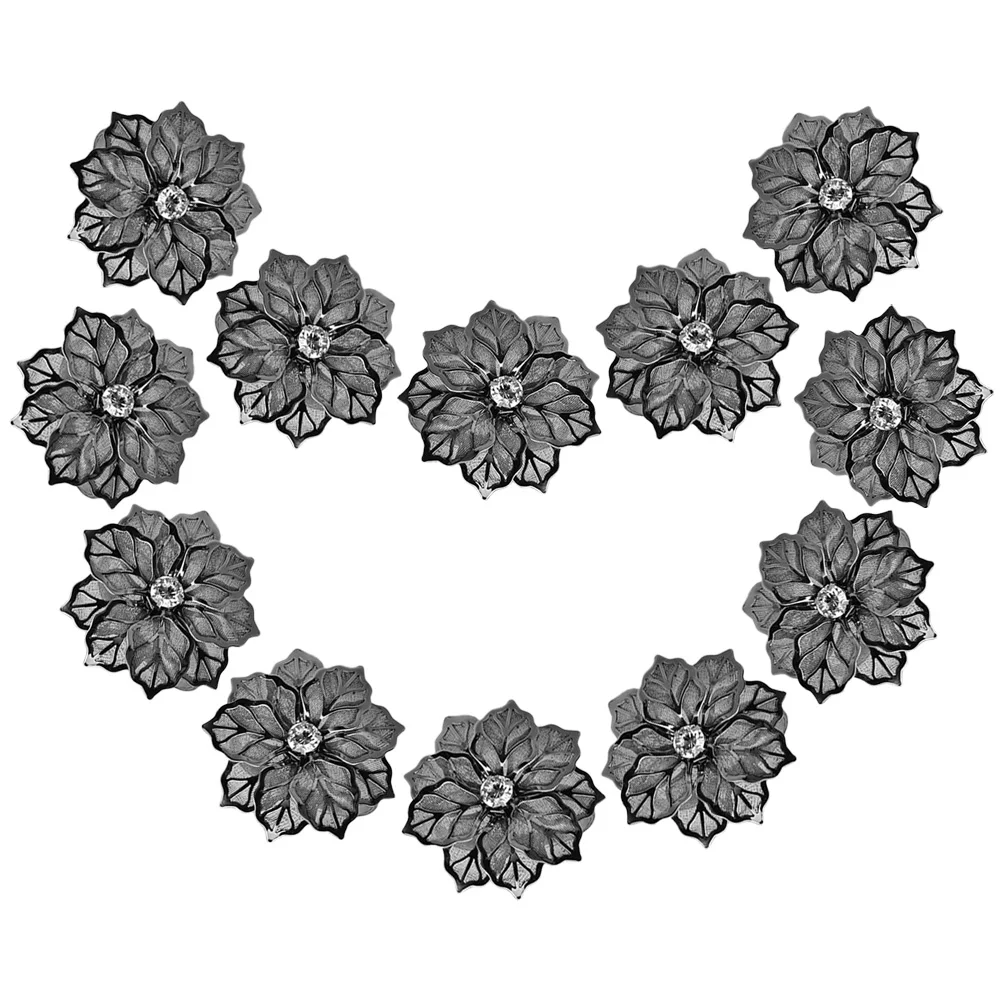 

12 Pcs Napkin Rings Metal Rhinestone High end Dining Table Wedding Decor Flower Shaped Serviette Ring For Party