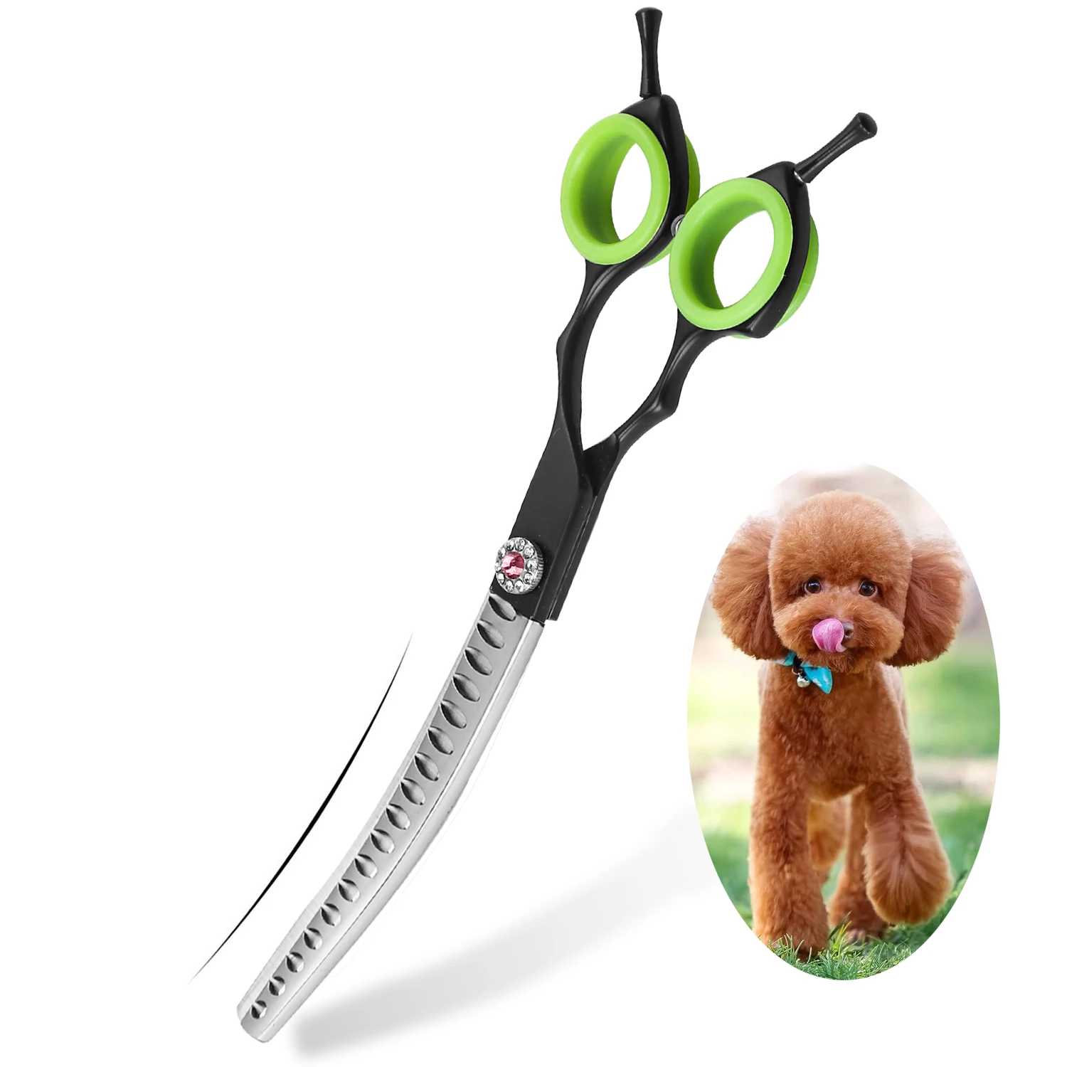 Pet Grooming Scissors Curved Thinning Shear Dog Hair Chunker and Thinning Scissor Black Stainless Steel Pet Shear