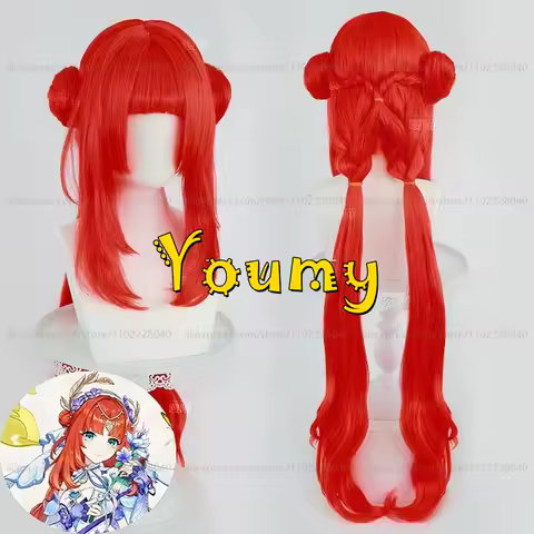 Nilou Wig Breeze of Sabaa Cosplay 100cm Long Orange Red Wig Cosplay Anime Cosplay Wigs Heat Resistant Synthetic Wigs