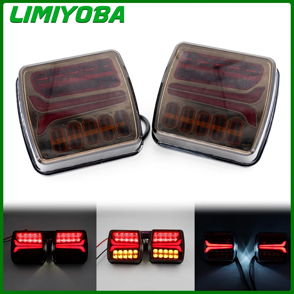 

2pcs 12V 24V 4inch Blackened style LED Licesen Plate Taillight Turn Signal For Trailer Bus Pickup Rear Left Right Brake Light