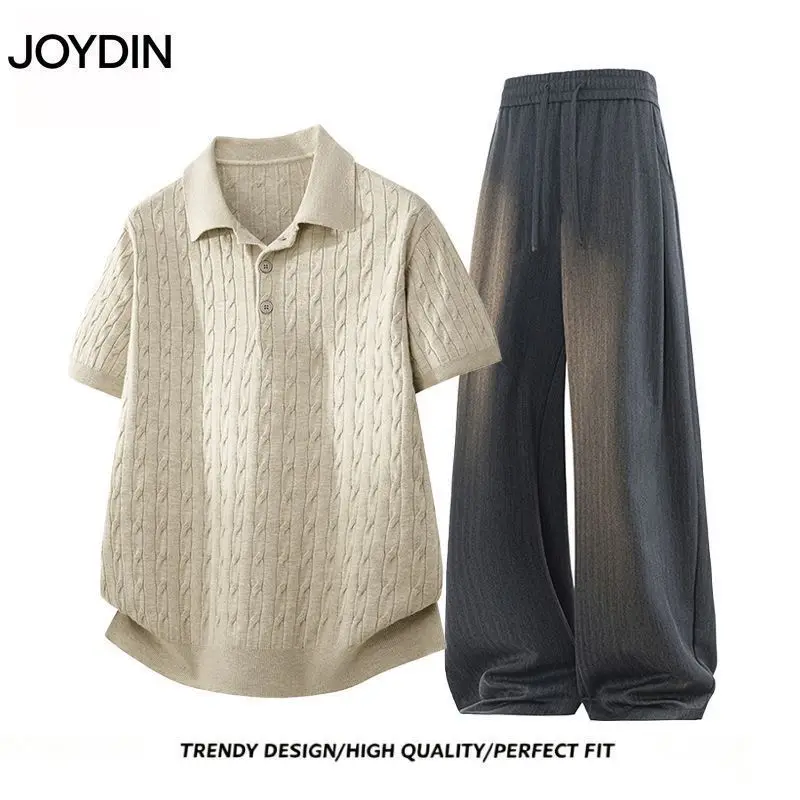 Old money style suit men's summer knitted POLO shirt casual versatile