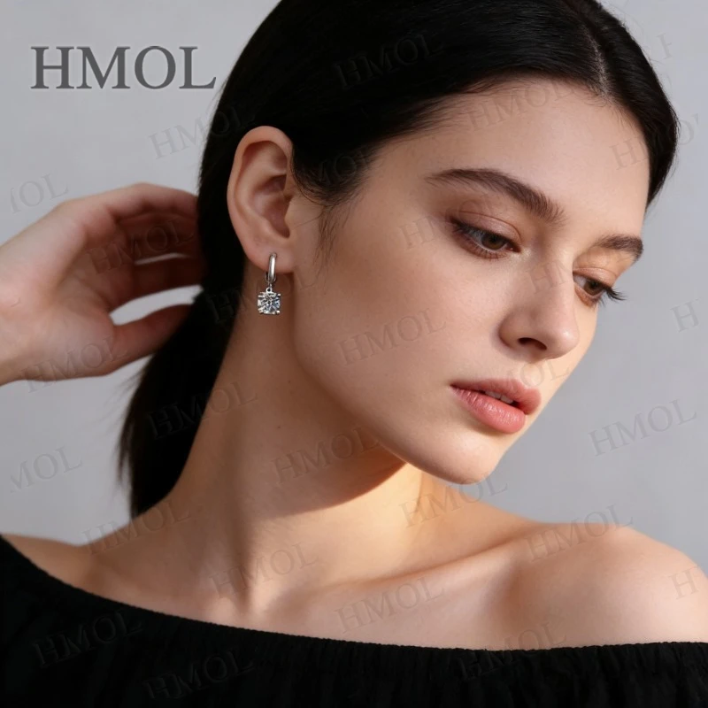 D الأبيض مويسانيتي أقراط مستديرة الذهب الأبيض خيارات الذهب الأصفر بسيطة المجوهرات اليومية هدية لعيد ميلادها