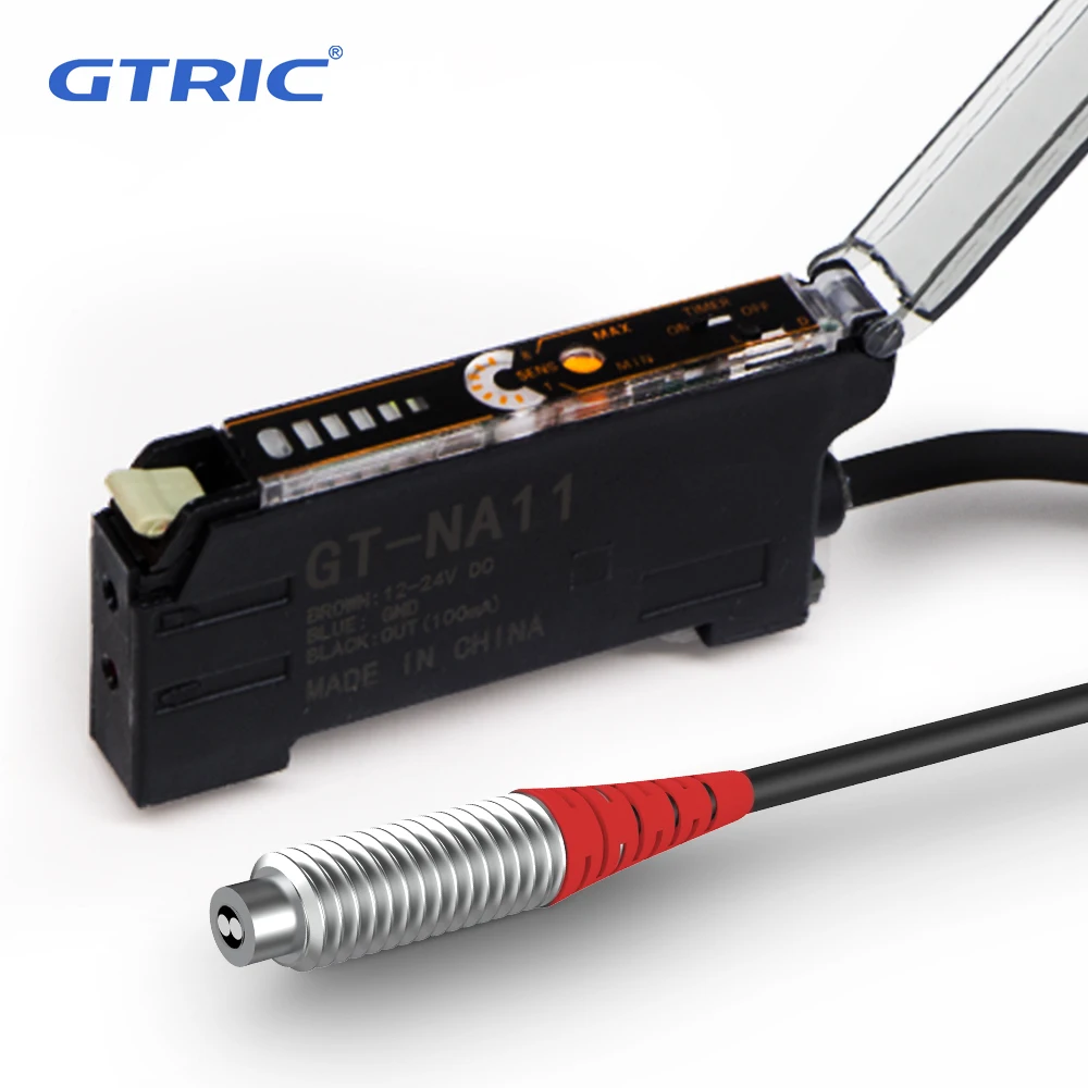 

GTRIC Fiber Optic Sensor Amplifier Combo Kit M3 1-2M Cable Coaxial Non-coaxial NA11 Digital Display Optical Photoelectric Switch