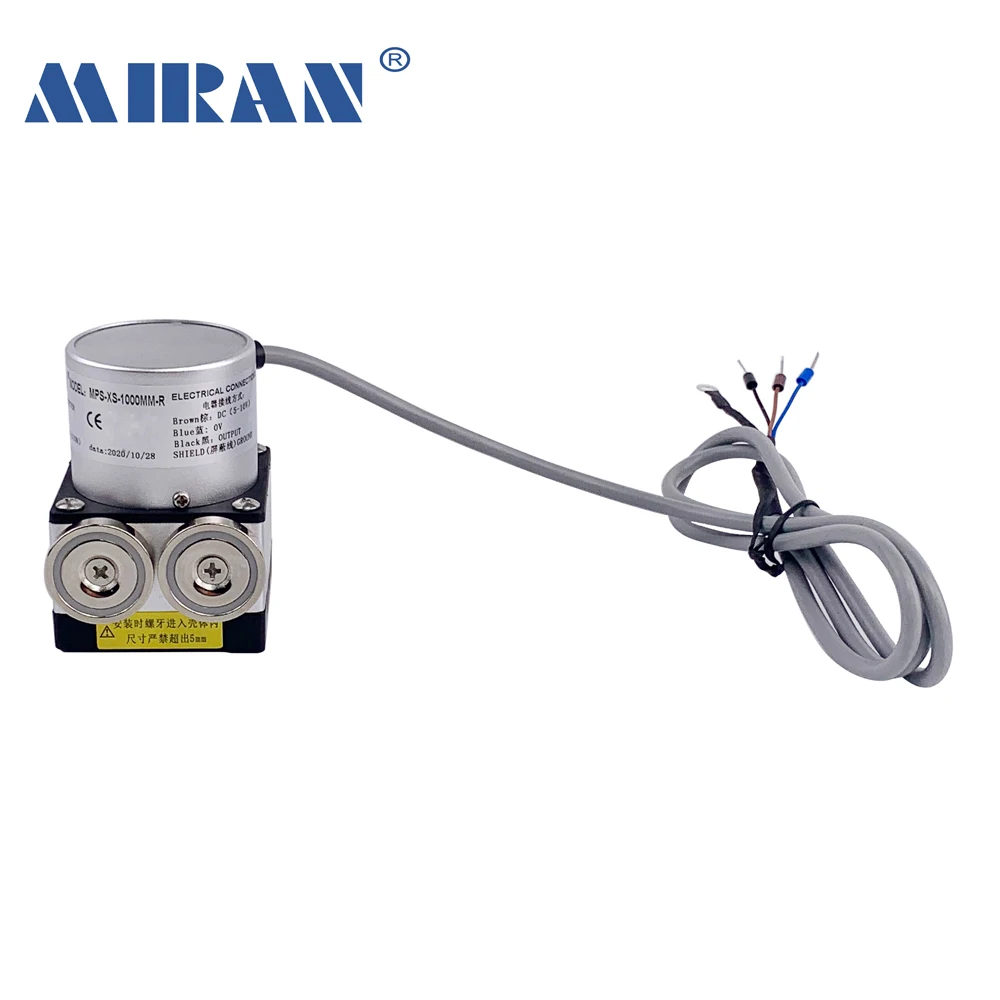 MIRAN No Drilling Magnetic Suction Installation Linear Wire Rope Sensor Wire Rope Potentiometer Transducer MPS-XS-1000mm-R