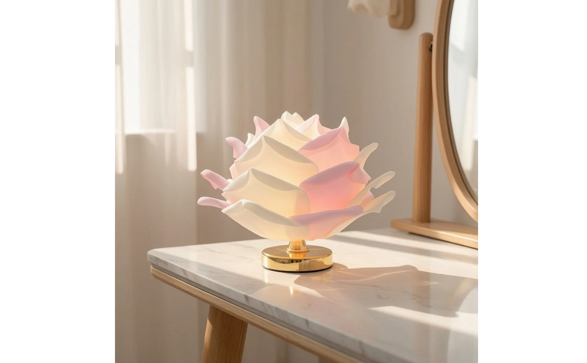 Rose Table Lamp Corded Rose Lamp Sculptural Warm Light for Bedroom, Reading Corner