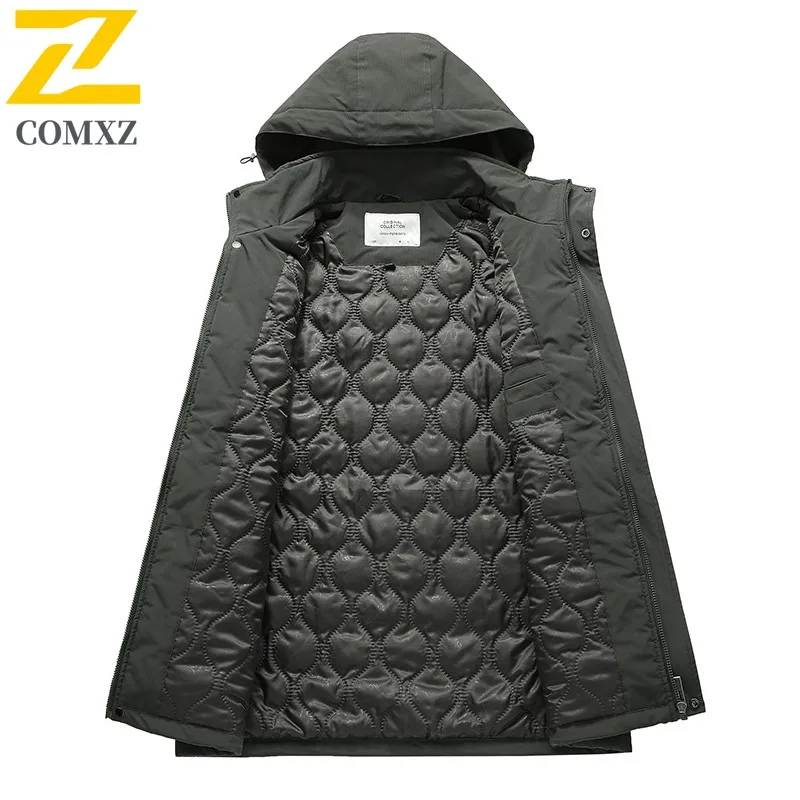 COMXZ 2025 الرجال الشتاء وسادة مبطنة القطن عمال معطف كبير الحجم سترة سميكة حجم كبير متعدد جيب القطن معطف 8XL