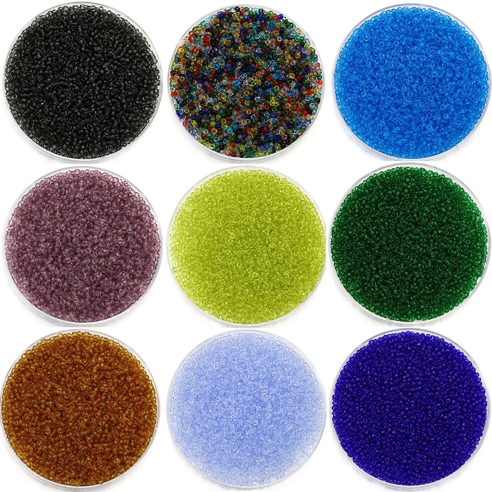 1000/1800 Stück 2 mm transparente Farbe tschechische Glas-Rocailles, runde lose Perlen für DIY-Armbänder, Ohrringe, Schmuckherstellung, Zubehör