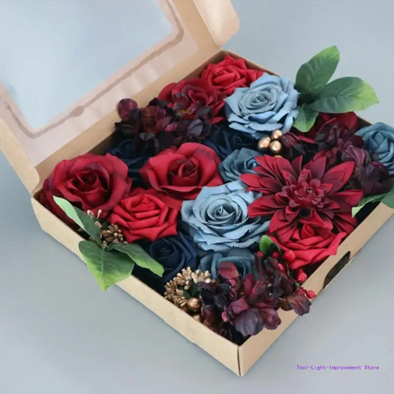 C63E Artificial Flowers Combo Box Set for DIY Wedding Bouquet Boutonniers Centerpiece