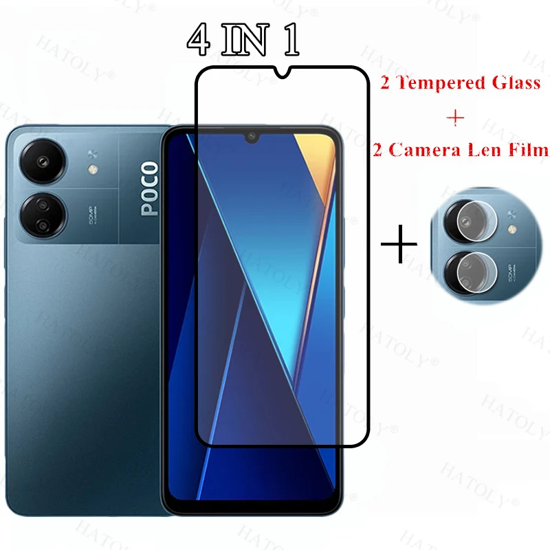 Full Cover Tempered Glass For Xiaomi Poco C65 Screen Protector Camera Lens For Poco C65 C 65 Glass For Poco C65 Glass 6.74 inch