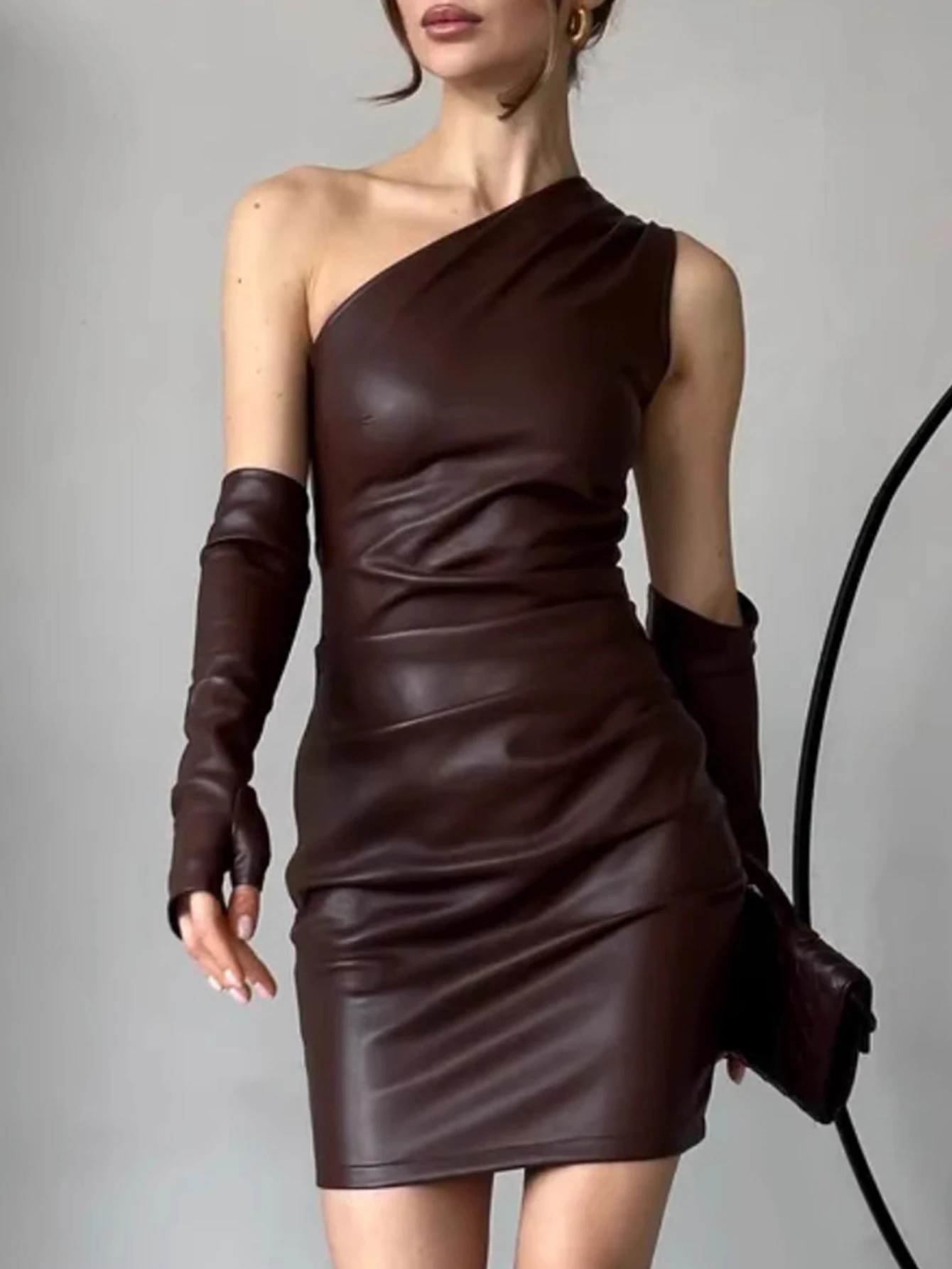 Sexy black PU leather mini summer dress women gothic backless club birthday party dress bodycon evening short dresses vestidos