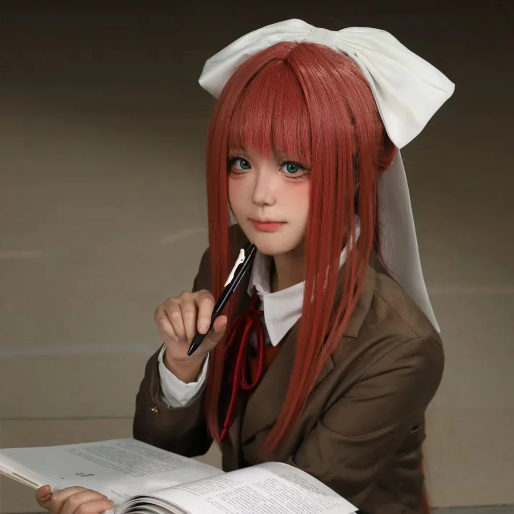 Disfraces de Cosplay de Monika del Anime Doki Doki Literature Club, Disfraces de Halloween de Sayori, Yuri y Natsuki para Mujer, Vestido, Ropa
