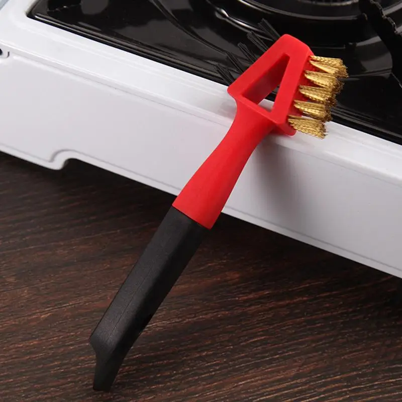 스토브 청소 브러시 ​​4 In 1 Grime Scrubber Brush (분리형 핸들 포함) 가정용 쿡탑 스크레이퍼 이중 재료 헤드