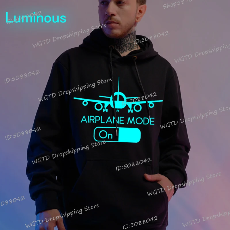 

Pilot Flying Airplane Mode Graphics Hoodie Girls Boys Casual Novelty Luminous Streetwear Long Sleeve Women Men Funny Hooded