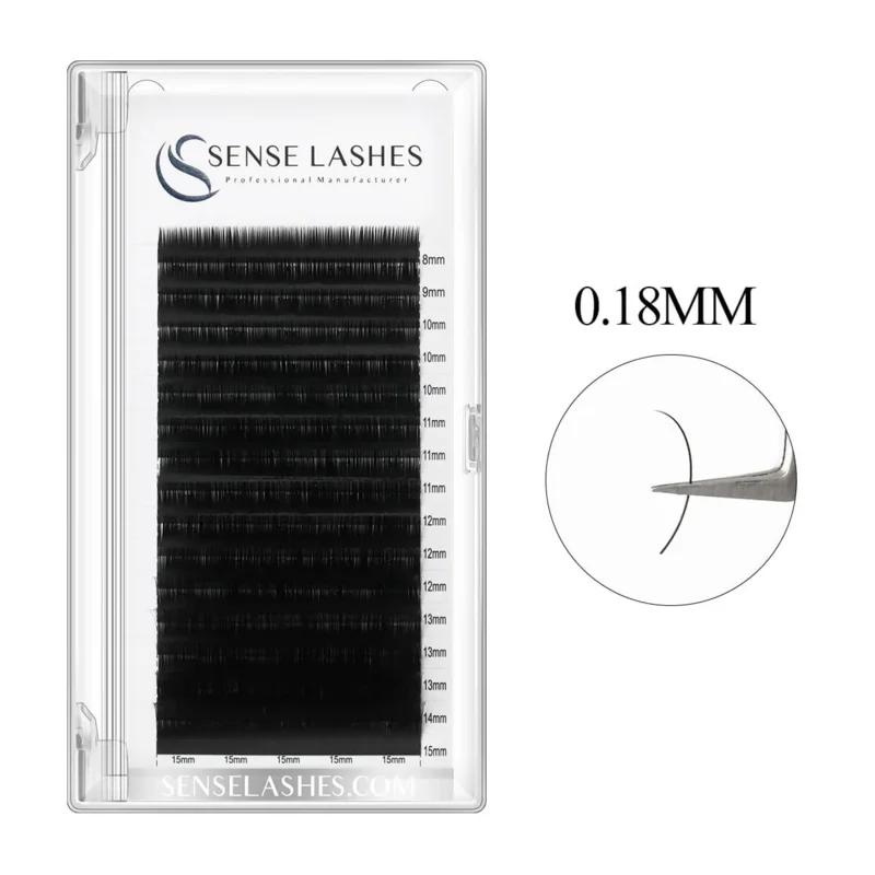 SENSE LASHES Individual Lashes 0.18mm Premium Classic Eyelash Extensions Matte Black Natural Soft Extensiones De Pestañas Cilios