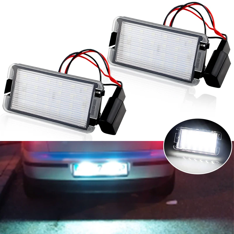 

2PCS Car LED License Plate Lights for Seat Altea Arosa Cordoba Ibiza Leon Toledo - Tag Lamps Kit Number Lamp White 6000K Canbus