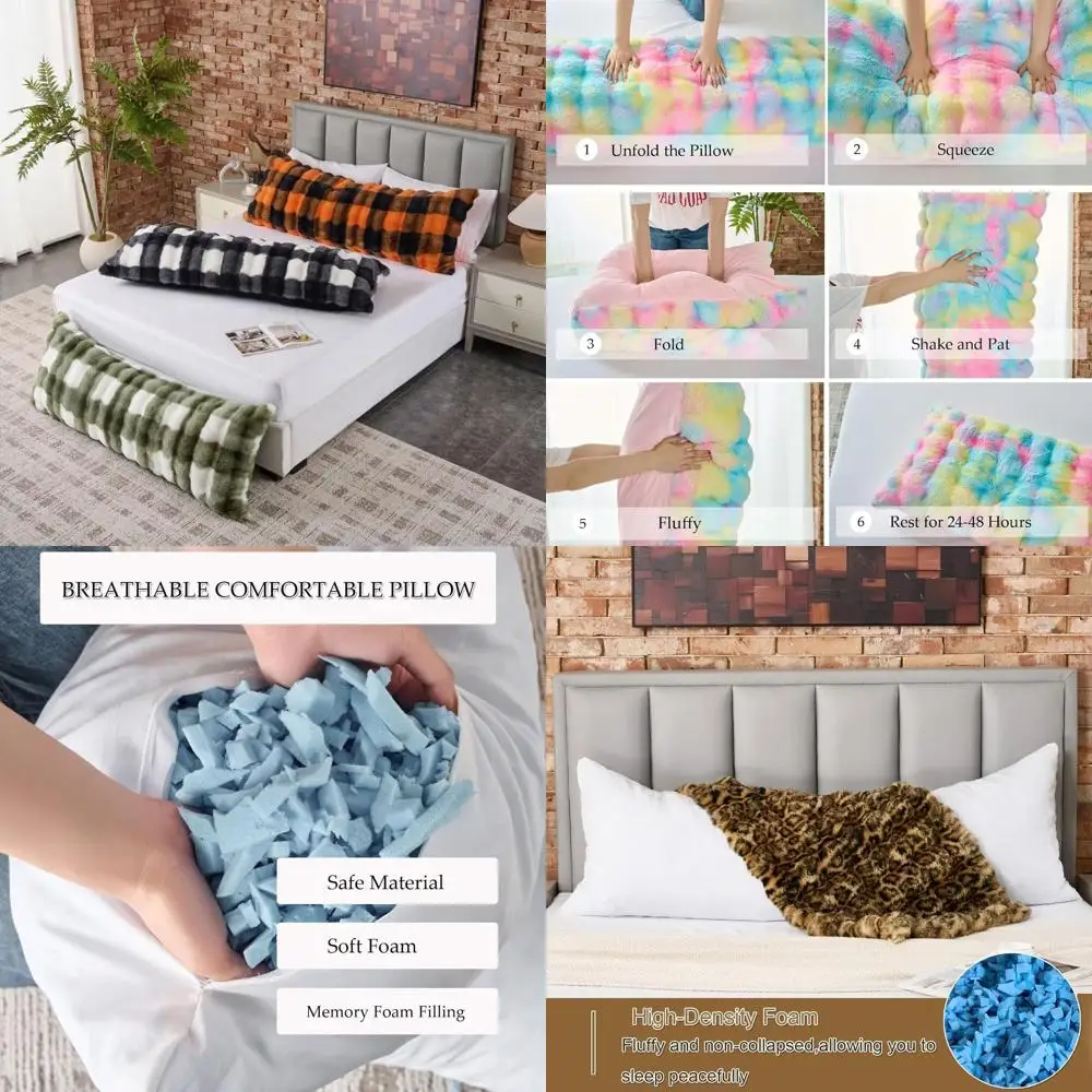 

Серая пушистая подушка-валик на молнии, декоративная длинная плюшевая подушка для гостиной, для сна на боку и поддержки во время беременности, 20x54