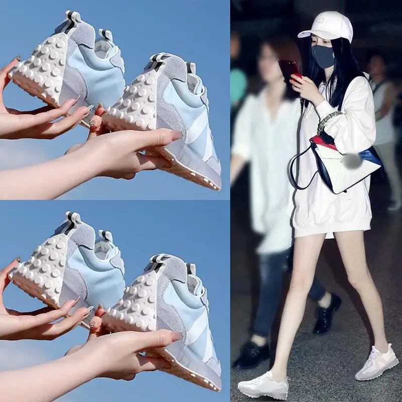 

Casual Style Leather Dad Shoes Women's Fashionable Versatile Flat Heel round Toe Sporty Footwear Small Waist Design