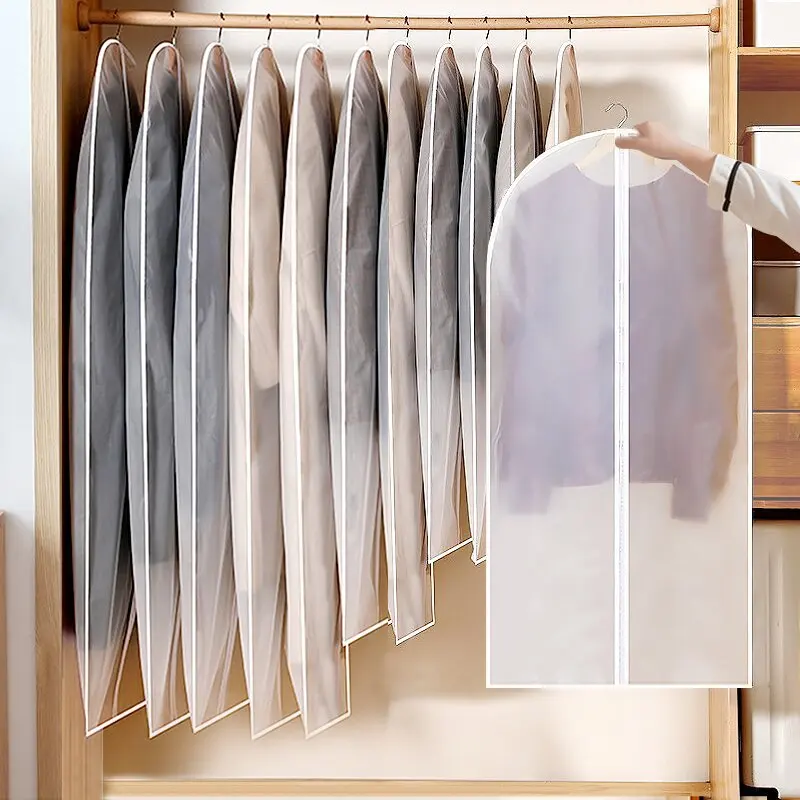 Household Clothes Hanging Dust Cover Wedding Dress Cover Suit Coat Storage Transparent Fully Enclosed Clothes Cover With Zipper
