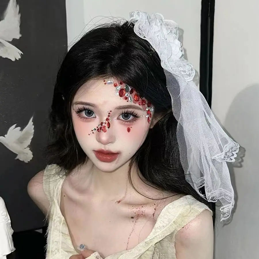 Lolita Anime Lace Eye Patch Cross Gothic Comfortable Eyewear ,Headdress ,Necklace Halloween Cosplay Party Accessories