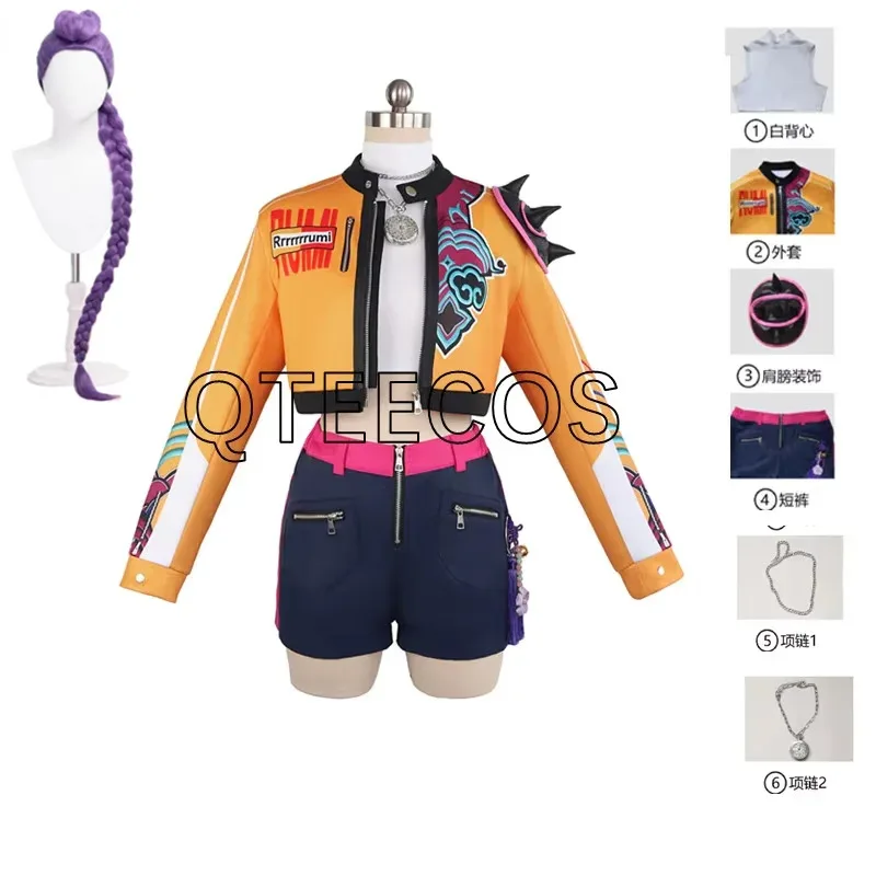 

LQDemon Hunters KPop Cosplay Costume Rumi Jacket Shorts Outfits Women Girls Halloween Carnival Party Fantasia Clothing Suits