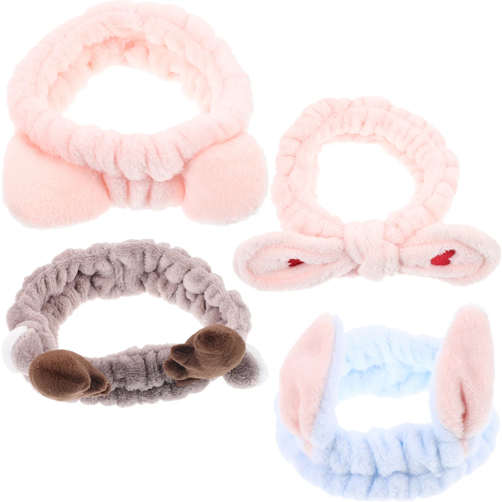 

4Pcs Hair Band Headband Elk Antlers Cat Ear Makeup Facial Washing Spa Elastic Women Headwrap Adjustable Running Yoga Sports