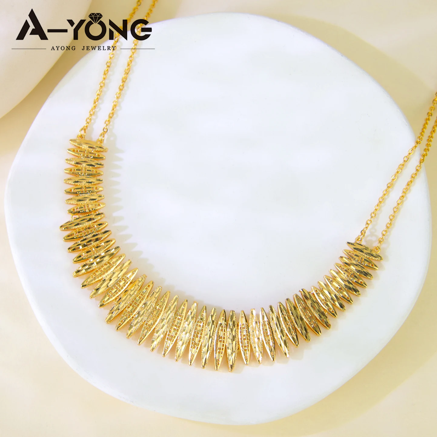 Luxus Dubai Hochzeit Schmuck Set 24k Gold Überzogene Arabisch Braut Gold Halskette Armband Ohrringe Habesha Frauen Party Schmuck – Detail 14