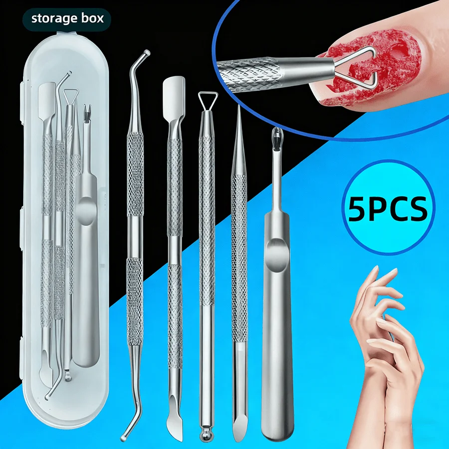 Pinza per cuticole premium in acciaio inossidabile da 1 pezzo/5 pezzi: set durevole per tagliare le mani e i piedi, elementi essenziali per la manicure per l'applicazione del salone.