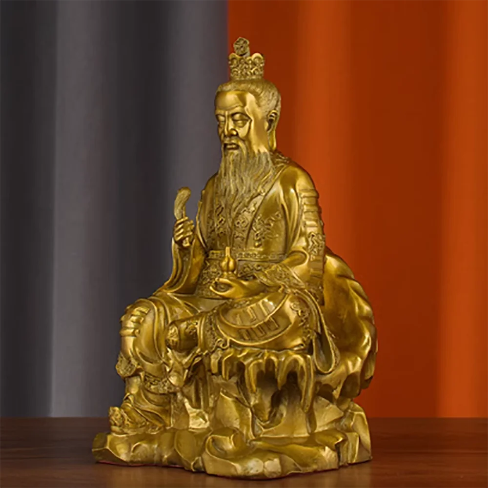 

Pure copper Taishang Laojun statue, Taiqing Daode Heavenly Sovereign, Laozi offering ancestral master statue ornaments