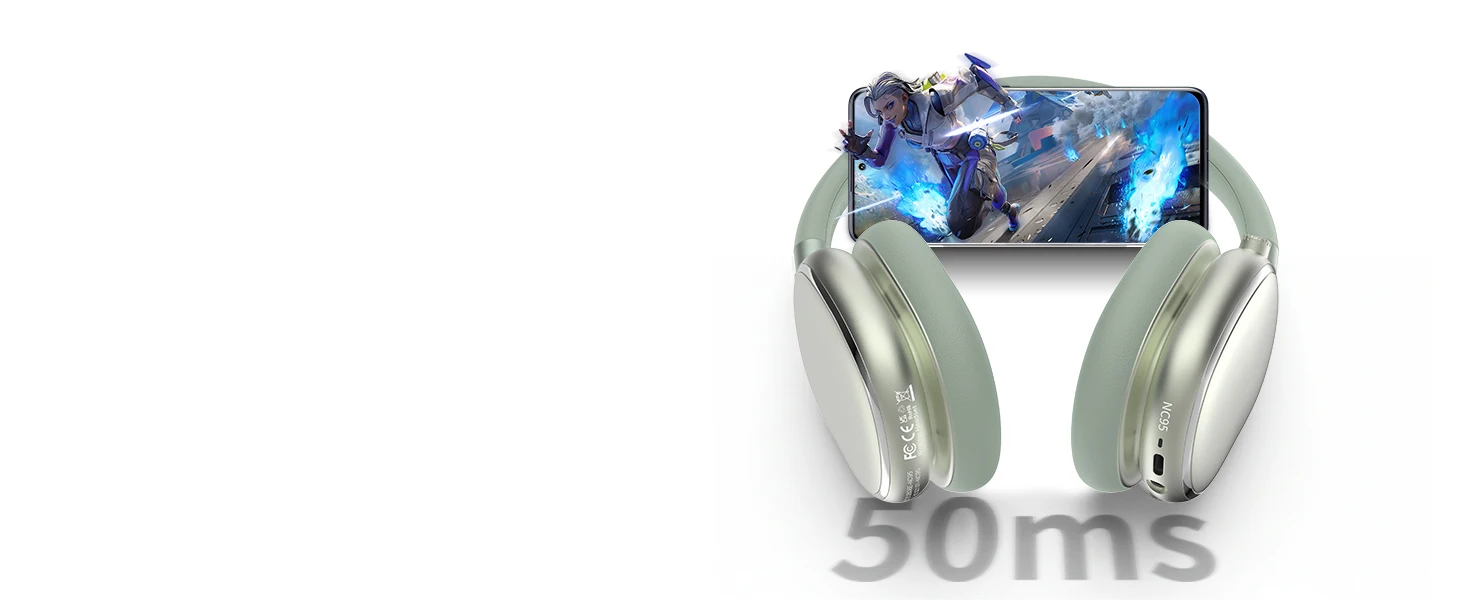 Hybride Kopfhörer mit aktiver Geräuschunterdrückung und Knopfsteuerung, 65 Stunden Spielzeit, Over-Ear-Kopfhörer, kabelloses Bluetooth 6.0, hochauflösendes Audio – Detail 6