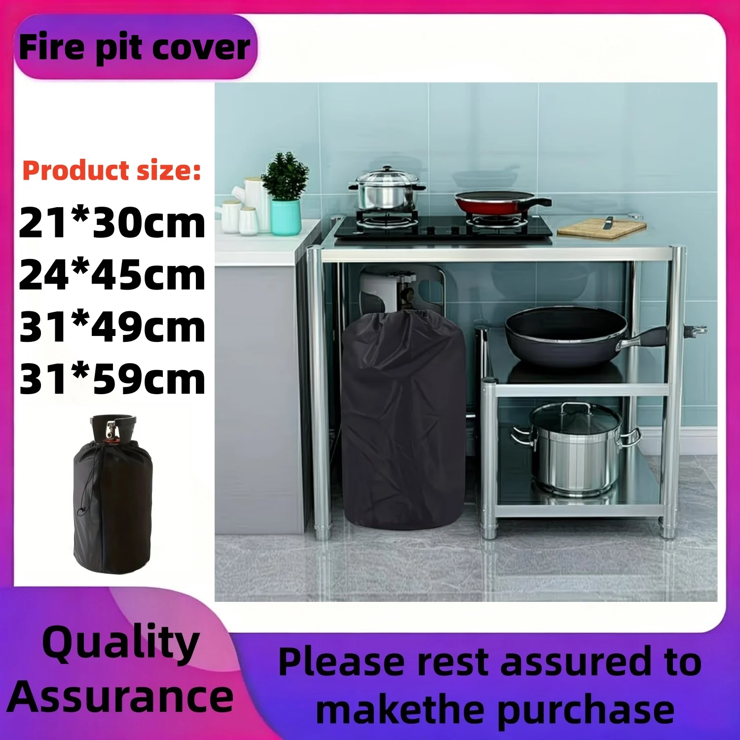 Durable Oxford Cloth Propane Tank Shield - with Secure Drawstring Fit - Protects Against Elements & Enhances Grill Appearance