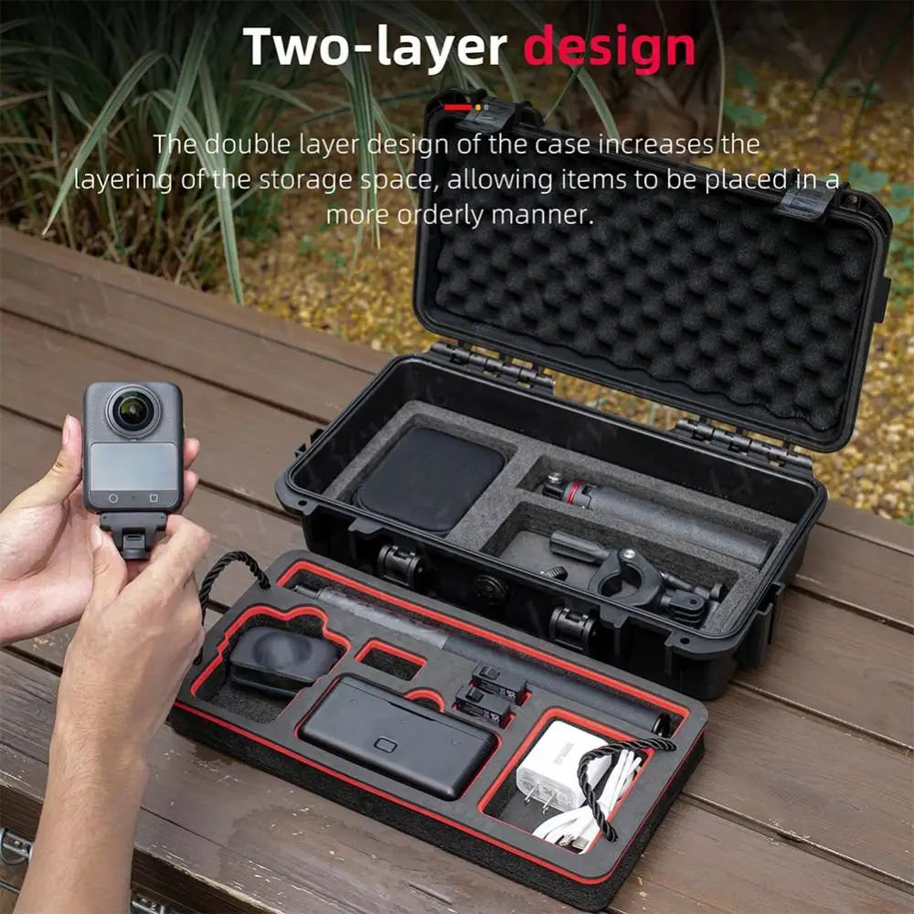 ل DJI OSMO 360 كاميرا بانورامية طبقة مزدوجة حقيبة للتخزين مع حزام الكتف وملحقات صندوق الحماية المقاوم للماء المحمولة