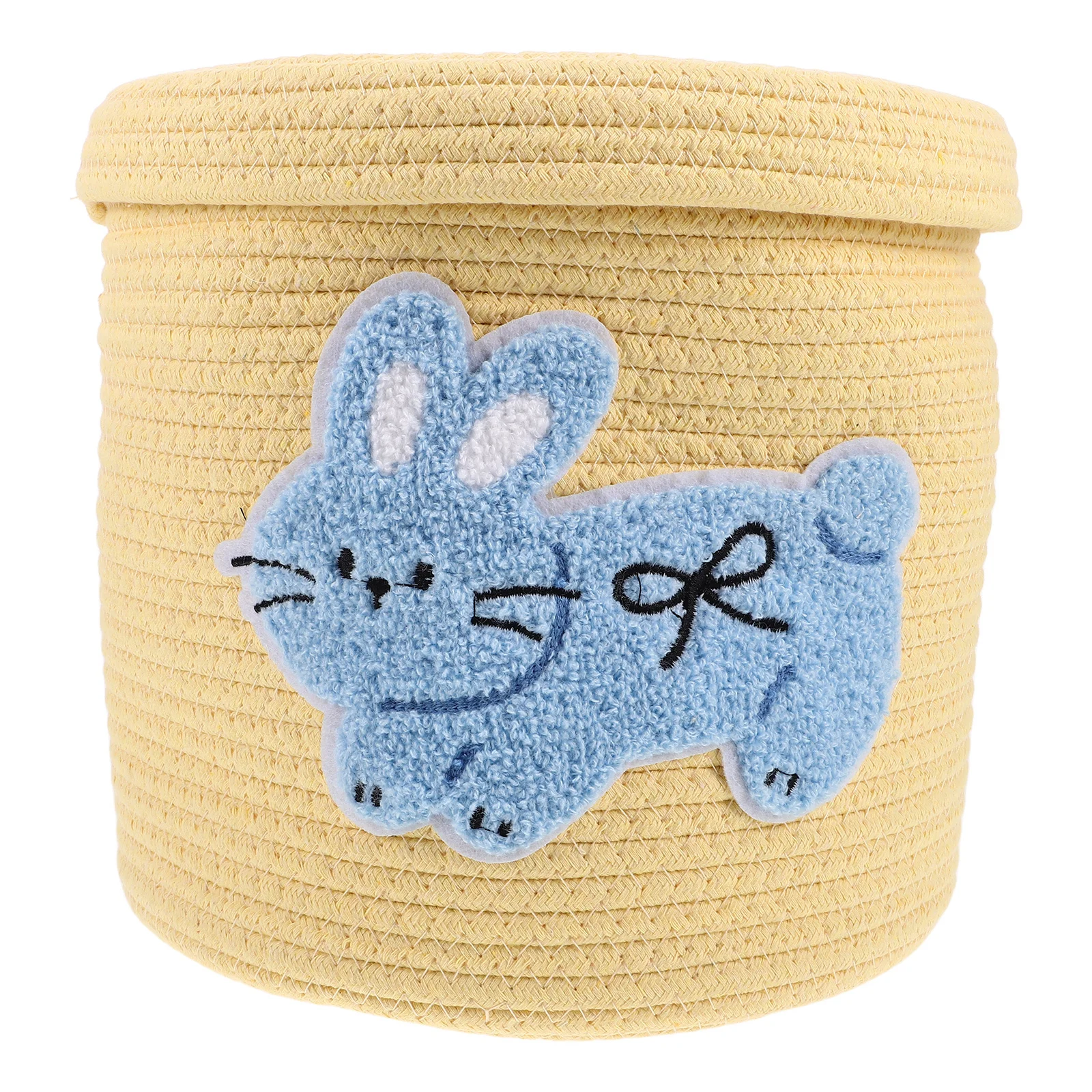 

1pcs Cotton Rope Storage Basket With Lid Handwoven Organizer For Snack Sundries Desktop Kitchen Home Decor Container