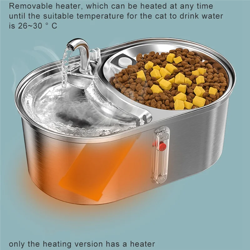 

A67M-Cat Water Fountain, Stainless Steel Pet Water Fountain, 3L Capacity, Double Bowl Feeder, Easy Cleaning For Pets