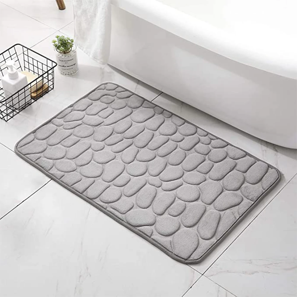 

1Pcs Non-Slip Bath Mat High-Quality Washable Floor Pad with Raised Massage Design for Home Bathroom Kitchen Door Use Light Grey